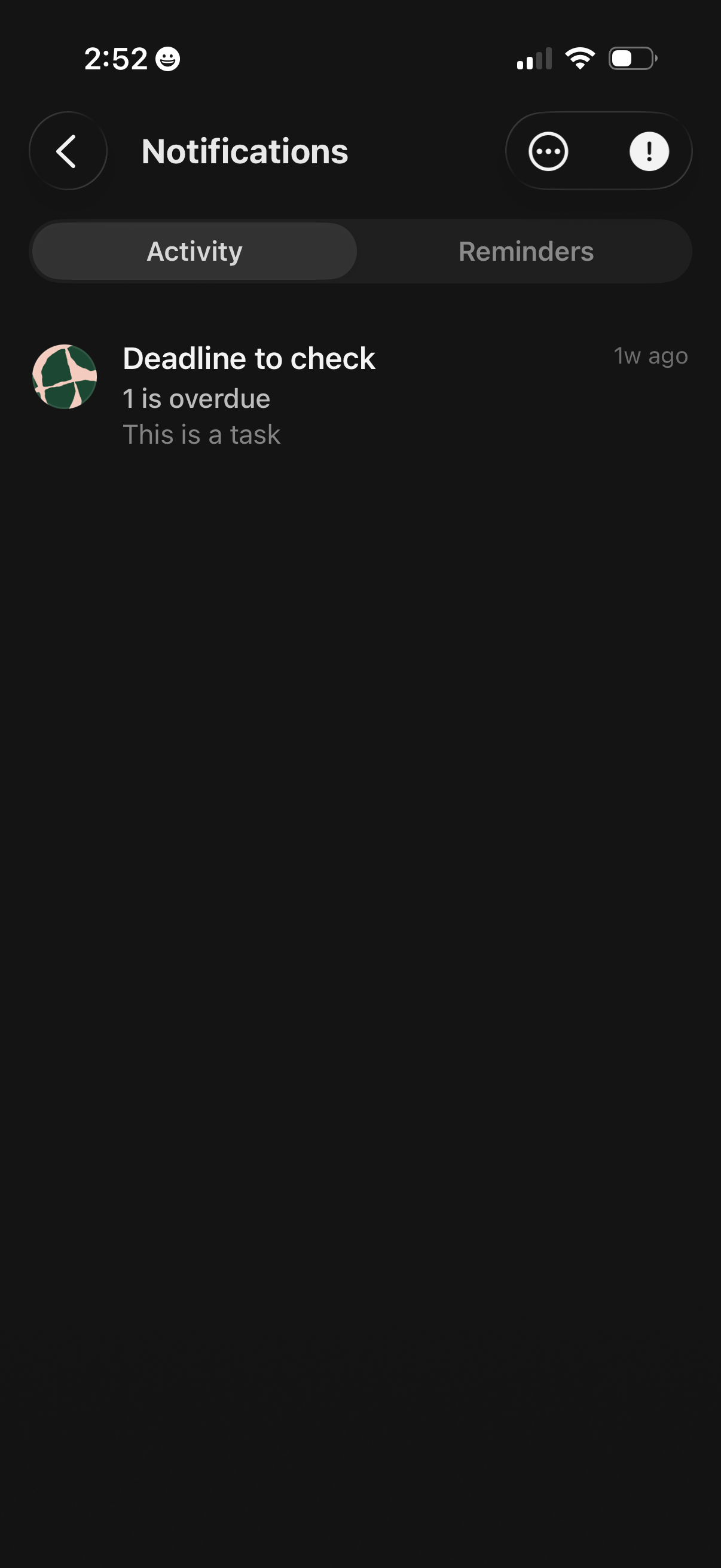 craft notifications screenshot